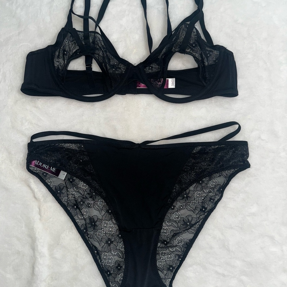 NWOT Adore Me Black Lace Lingerie Set